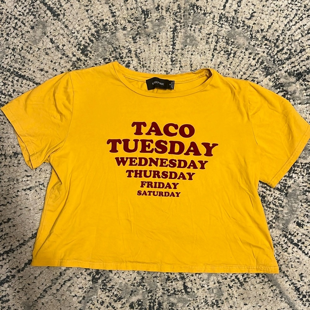 Taco Tuesday graphic T-shirt. Size medium. Brand- MinkPink.